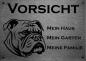Preview: Edelstahl Hundeschild Bulldogge VORSICHT Mein Haus mein Garten meine Familie